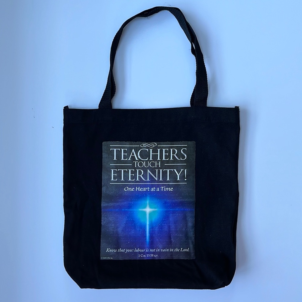 TEACHERS TOUCH ETERNITY! Black Fabric Tote Bag